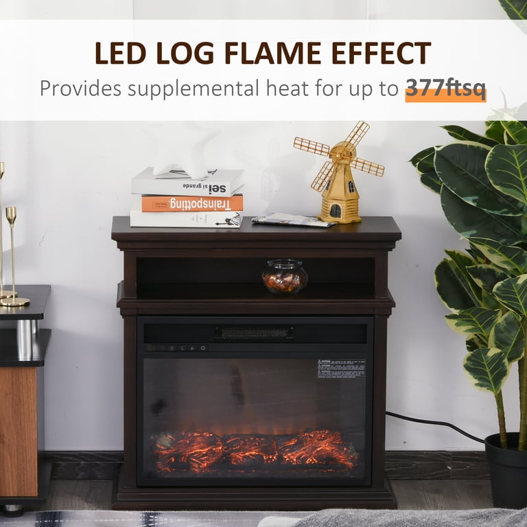 HOMCOM Electric Fireplace with Shelf, Storage Rack, Side Console Table u0026  LED - Walmart.com