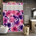 thumbnail image 3 of Spring Floral No Hook Shower Curtain with Snap in Liner Pink Purple Wildflowers Plants Leaf Linen Texture Waterproof Bathroom Shower Curtain with See Through Top Window for Bathtub 72" x 84", 3 of 9