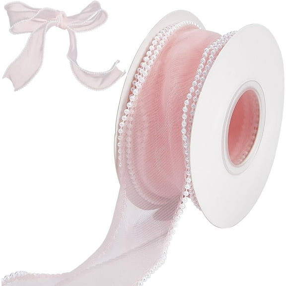 1 Roll Polyester Organza Ribbons Misty Rose 1-5/8 inch(40mm) about 5.00 Yards(4.57m)/Roll