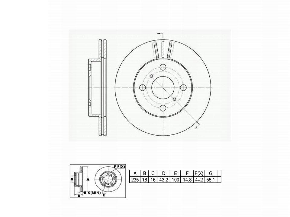 Winstop Brake Rotor, Front WS233589, Toyota Echo 2000