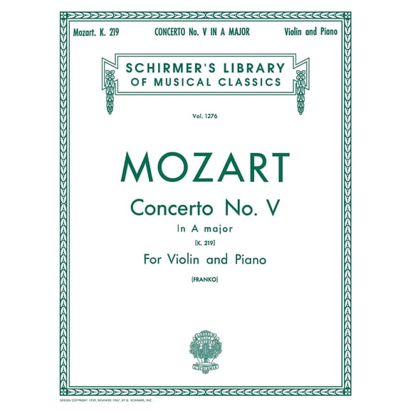 Libro G. Schirmer, Inc. CONCIERTO N.º 5 EN DO MAYOR (1276)