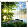 thumbnail image 2 of Spring Forest Scenic Shower Curtain - Green Landscape Summer Nature Theme, Polyester Fabric Bathroom Decor Set with Hooks, 70W x 70H Inch, Perfect for Creating a Peaceful and Natural Bath Environment, 2 of 6