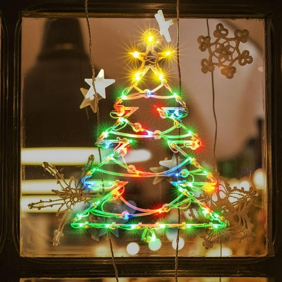 16" 50 Lighted Christmas Tree Light, Window Sculpture Decoration