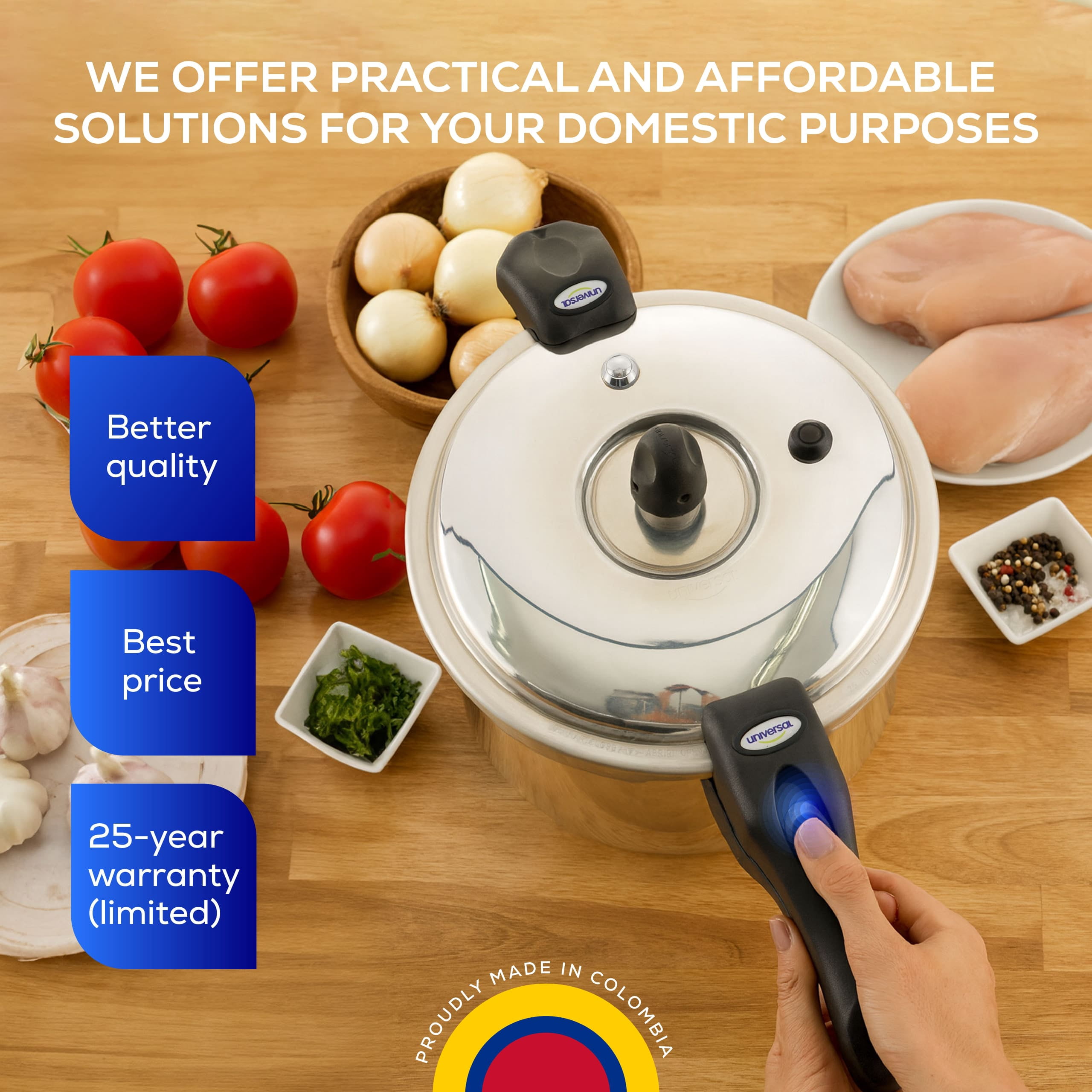 Universal (3.7 Quart / 3 Liter) Ultra Pressure Cooker, Pressure Pot with 6 Safety Systems, Aluminum Pressure Cooker for 4 Servings, Even Heat Distribution, Diameter 9.4 inches, Height 7 inches