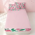 thumbnail image 4 of Erosebridal Retro Flower Zipper Queen Comforter Set with Fitted Sheet and 2 Pillowcases, Tropical Blossom Zipper Bedding Set, Pink Reversible, Hot Pink Green, Pink Reversible, 4 of 7