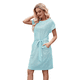 thumbnail image 1 of Vestido Camisero de Verano A Rayas de Corta para Mujer, Informal, con Lazo en la Cintura y Bolsillos, Verde , Talla S, 1 of 9