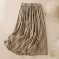 thumbnail image 3 of Mrat Plus Size Skirts for Curvy Ladies Women's Summer Solid Elastic Waist Cotton Linen Ankle Beach Skirt Summer Skirts S-33 Khaki M, 3 of 8