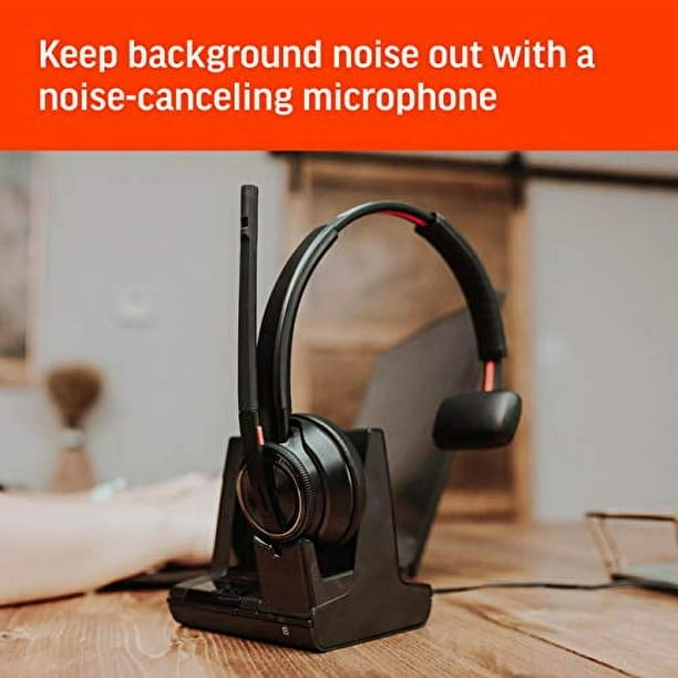 Plantronics - Savi 8210 Office Wireless DECT Headset (Poly) - Single Ear  (Mono) - Compatible to connect to PC/Mac or to Cell Phone via Bluetooth