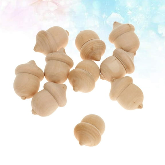 LABRIMP 10Pcs Wooden Acorns for Decor in Light Brown Color
