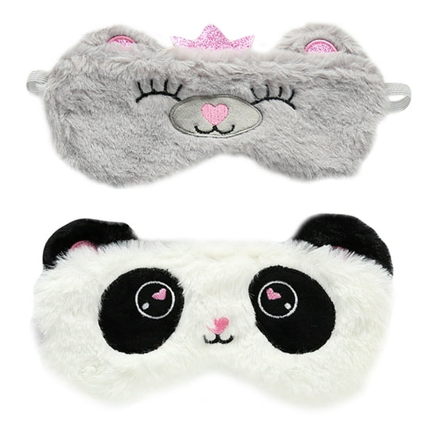 MasteelfCA 2Pcs Sleep Eye Masks Cartoon Eye-Shade Blindfold Panda Bear Eye Patches