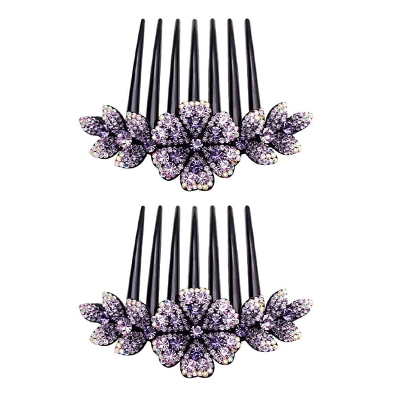 Luxshiny 2 Pieces Crystal Flower Hair Combs for Wedding, Party, and Special Occasion Side Hair Accessories