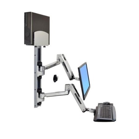 UPC: 0698833033960 | Ergotron LX – Mounting kit (CPU holder  mouse holder  2 track covers  keyboard arm  2 cable channels  wrist rest  sit-stand arm  wall track 10   wall track 34 ) – Patented Constant Force Technology – for LCD display / PC equipment – medium CPU holder – polished aluminum – screen size: up to 42  – wall-mountable