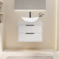 thumbnail image 4 of 24" Wall Mount Single Bathroom Vanity with Vessel Sink, Floating Cabinet Manufactured Wood Top, Faucet, Drain, 4 of 8