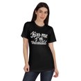 thumbnail image 1 of Inkmeso Embrasse-Moi Je Suis Vacciné T-shirt Col Rond Drôle pour Femmes-W6, 1 of 8