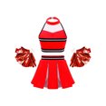 thumbnail image 2 of Xnihocha Girls Classic Cheerleading Team Uniform Mesh Splice Crop Top with Pleated Boxer Skirts Rooter Stage Suit Red 8, 2 of 5