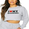 thumbnail image 1 of Sweat-shirts Recadrés pour Femmes Lettre Coeur Imprimé Col Rond Pulls, 1 of 4