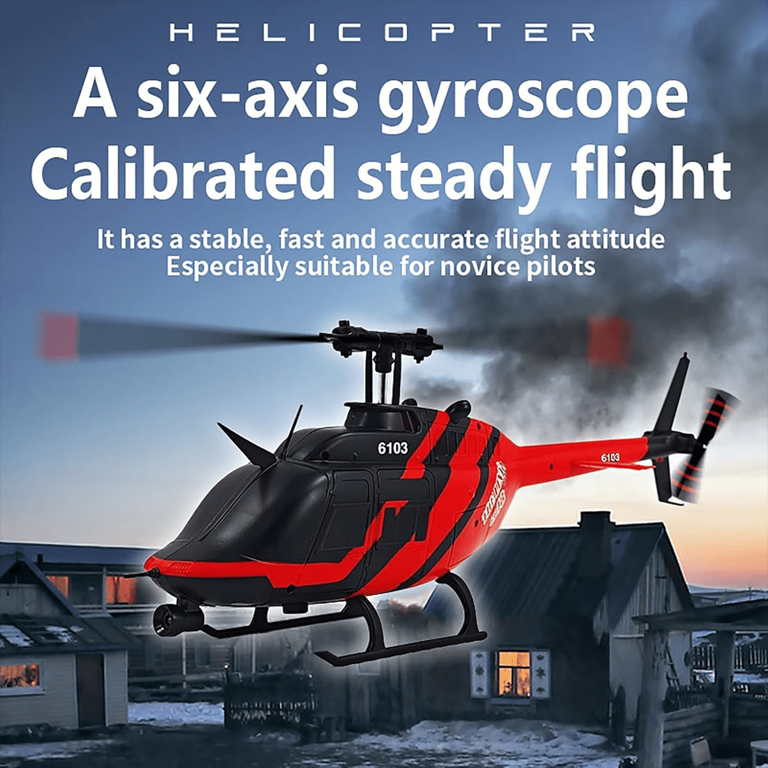 RC ERA C138 RC Helicopter, 1:30 Scale 6CH Flybarless RC Helicopter with Altitude Hold and Optical Flow, 2.4G Remote Control Aircraft with 3D Flight for Adults - 1 Battery
