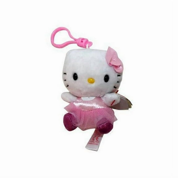 TY Beanie Babies - Hello Kitty Ballerina Key Clip Plush (BONUS 1 FUN CHOPS & 1 ZIPPER BRACELET)