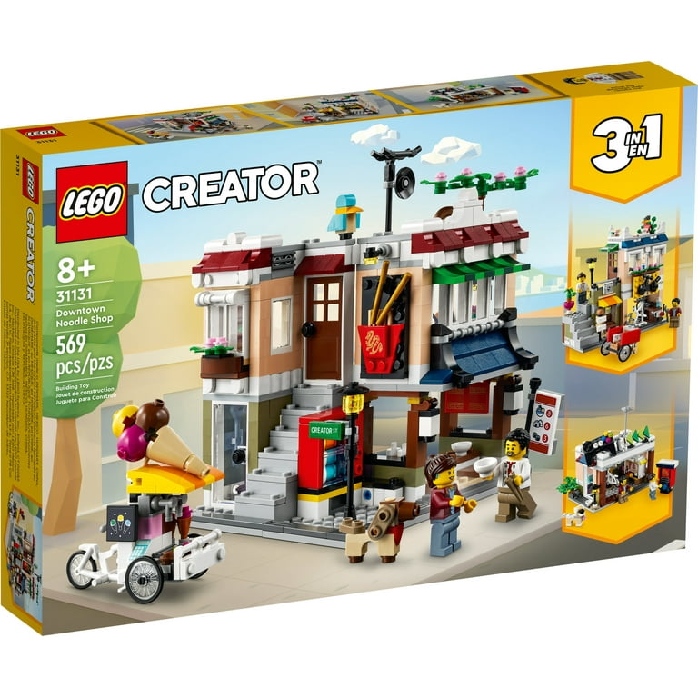 LEGO Creator 3 in 1 Downtown Noodle Shop House, Transforms from Noodle Shop  to Bike Shop to Arcade, Modular Building Set, Toy Gift for Kids 8 Years and  Up, 31131 