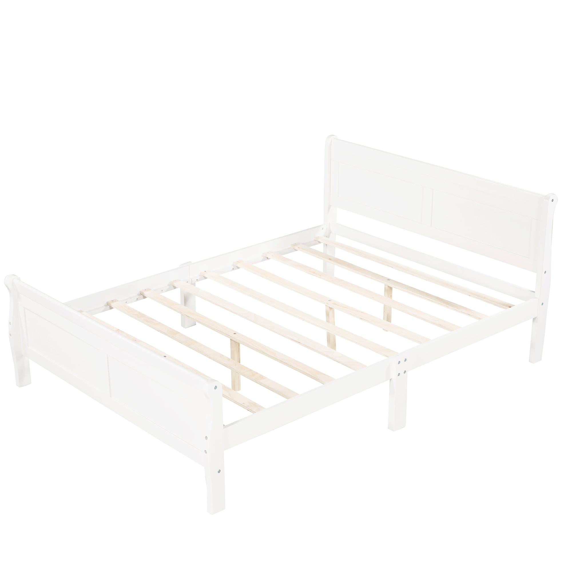 Holaki Full Size Wood Bed with Headboard for Kids, White
