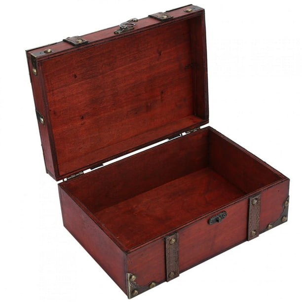 TOPINCN Wooden Box, Vintage Suitcase Lockable Box Vintage Wooden Storage  Box Decorative Jewelry Box With Lock For Home Large 32 X 23.5 X 11.5 Cm