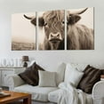 thumbnail image 2 of YIKUMA  Highland Cow Farm Animal, Horizontal Canvas Wall Art - HD Giclee Printed Stretched Panel Picture Decorations - Living Dining Bed Dorm Room Home Decor Prints 12''x16''X3 Panels 12x16x3pcs, 2 of 4