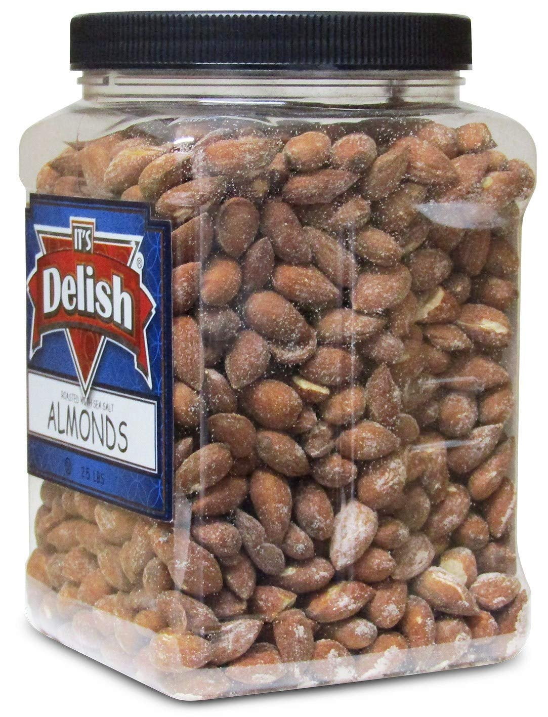 Roasted Salted Almonds by Its Delish  2.5 lbs Jumbo Reusable Container Jar  Kosher Snacking Almond Nuts with Sea Salt