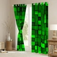 thumbnail image 3 of Manfei Abstract Plaid Print Black Out Curtains,Stereoscopic Checkered Curtains Pack of 2 (42x63 Each),Green Pixel Grid Bedroom Curtains For Girls Boys,Breathable Home Decor, 3 of 6