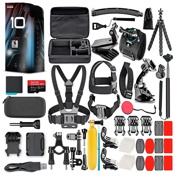 GoPro HERO10 (HERO 10) - Waterproof Action Camera + 64GB Card and 50 Piece Accessory Kit