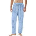thumbnail image 5 of Dresfit Mens Fuzzy Pajama Pants Fall Flannel Pajamas Fleece Lined Pant Fluffy Thick Plush Solid Color Bottoms Warm Lounge Drawstring Sleepwear with Pockets Sky Blue 2XL, 5 of 9