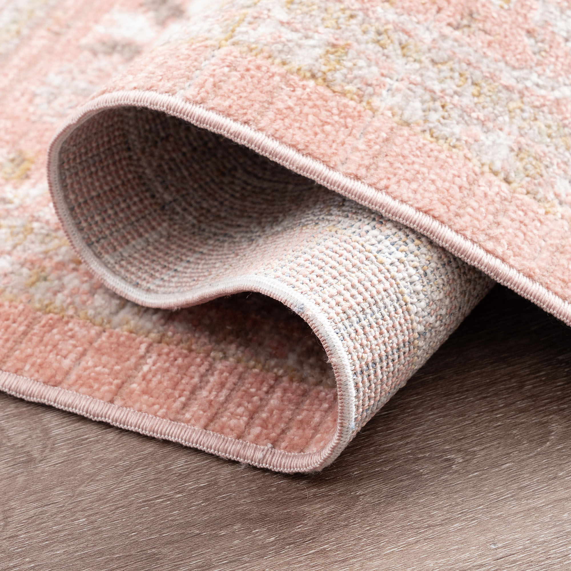 Crestwood Traditional Oriental 5x7 Salmon and Brown Polyester Indoor Area Rug, 5'3'' x 7'