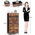 thumbnail image 3 of Vertical Dresser Storage Tower - Sturdy Steel Frame, Wood Top, Easy Pull Fabric Bins, Handles - Organizer Unit for Bedroom, Hallway, Entryway, Closets - 7 Drawers (Rustic Brown), 3 of 16