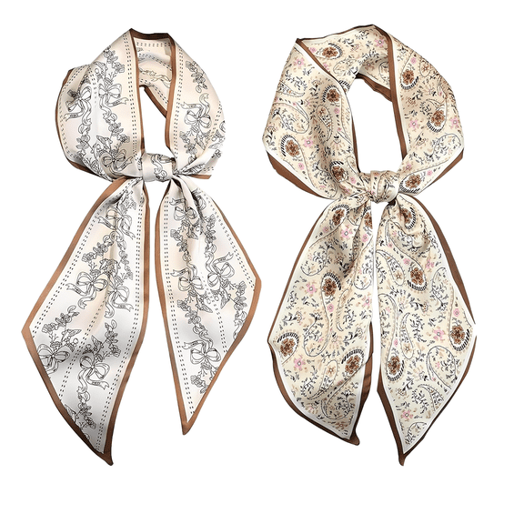 2 Pack Stylish Silky Head Wrap, Multi-use Headscarf for Ladies, Suitable for Neck Decor & Bag.