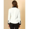 thumbnail image 5 of DARING DIVA Women's Color Block Button Down Long Sleeve Work Shirt L White, 5 of 6