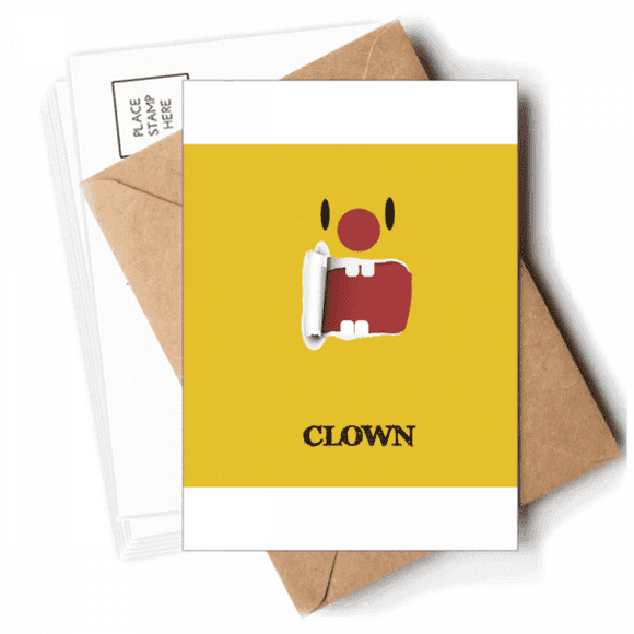 Funny Yellow Clown Emotion Laugh Postcards Envelopes Blank Note Cards Mailing