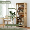 thumbnail image 2 of Weselon 70" Tall Bookcase with Door and Shelves, Freestanding Storage Cabinet with Arched Acrylic Door for Living Room Office Storage, Floor Standing Bookshelves,Oak, 2 of 7