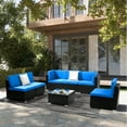 thumbnail image 4 of Ktaxon Patio Furniture Set, Outdoor Sectional Furniture Wicker Set, 7PCS All-Weather PE Rattan Sofa with Ocean Blue Cushion, Wicker Furniture Set for Patio Garden, Poolside, Balcony, 4 of 11