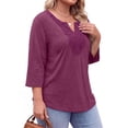 thumbnail image 3 of Fantaslook 3/4 Sleeve Womens Plus Size Tops V Neck Lace Blouses Casual Tunic Shirts, 3 of 9