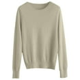 thumbnail image 4 of Womens Petite Crewneck Pullover Sweater Solid Color Long Sleeves, 4 of 4