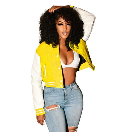 

Hwmodou Women s Casual Jackets Long Sleeve Fashion Autumn Casual Patchwork Stand Collar Button Down Pocket Coat Baseball Jackets For Women