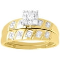 thumbnail image 3 of Diamond Trio Set Engagement Ring 10k Yellow Gold Round Wedding Band 0.13 Ct, 3 of 8