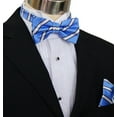 thumbnail image 2 of Blue and White Striped Silk Bow Tie and Pocket Square, 2 of 2