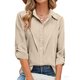 thumbnail image 4 of Camisas de Manga Larga para las Mujeres Blusa de Túnica de Imitación de Botón de Solapa de Ajuste Suelto con Tela Suave, Top de Verano Transpirable para Uso Diario Informal, 4 of 7