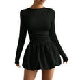 thumbnail image 3 of Vestido Burbuja para Mujer con Abertura, Volante en el Bajo, Espalda Descubierta, Larga, Corte en A, Minivestido Negro XL, 3 of 10