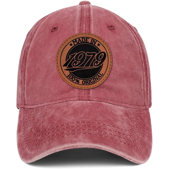 45th Birthday Gifts Men Women Made in 1979 Hat 45 Year Old Birthday Gift Idea Leather Pattern 100% Cotton Baseball Cap
