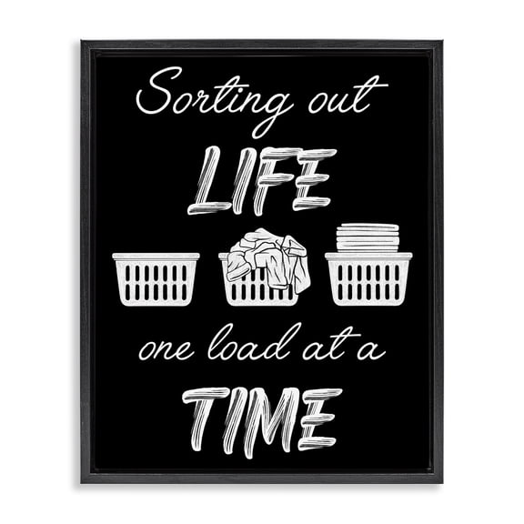 Sorting Out Life Laundry Black Framed Floater Canvas Wall Art, design by Marcus Prime
