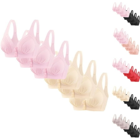 CFLVAEK 6 Pack Wireless Seamless Nursing Sleep Bras for Women Plus Size Front Closure Pregnancy Bras Lighty Full Coverage Everyday Bralette Red XL