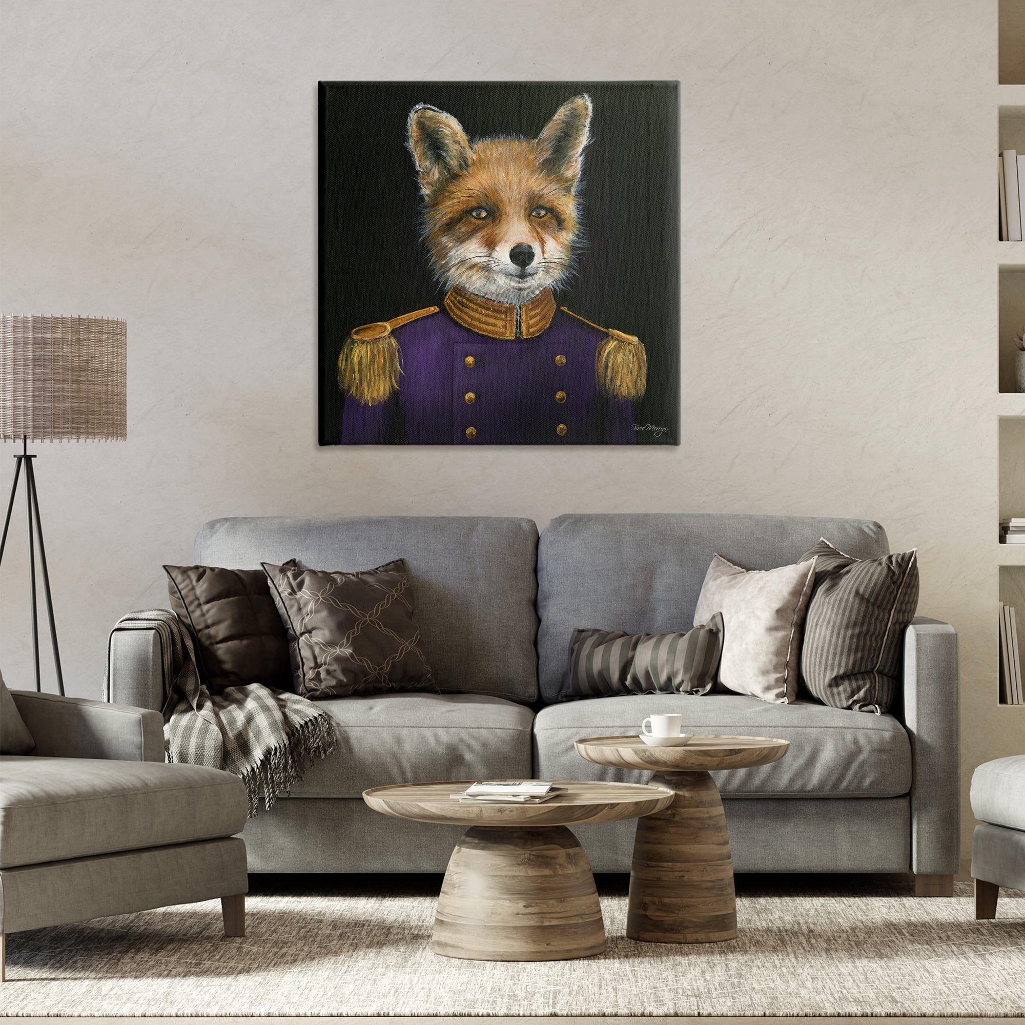 Stupell Industries Military Coat Fox Novelty & Humor Painting Wrapped Canvas Art Print Wall Art, 30 x 30