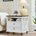 thumbnail image 6 of Nightstand with Charging Station, 1 Shelf & 2 Drawers End Table with USB Charging Ports, Bedside Table for Bedroom, Living Room, White, 6 of 6