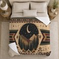 thumbnail image 5 of Mystical Night Mountain Crescent Moon Landscape Forest Diamond, Peaceful Mountain Lake Scene, Warm Flannel Blanket for Cabin and Lodge, Outdoor Lovers Camping Gift, Artistic Home Decor, 5 of 9